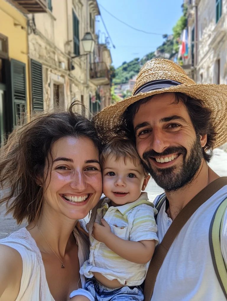 Juana Hernández and family in a charming European town