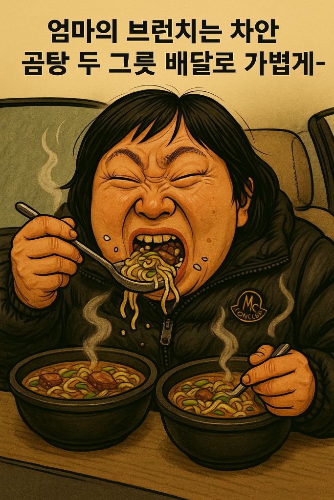 차에서 곰탕 먹는 엄마 웹툰 이미지