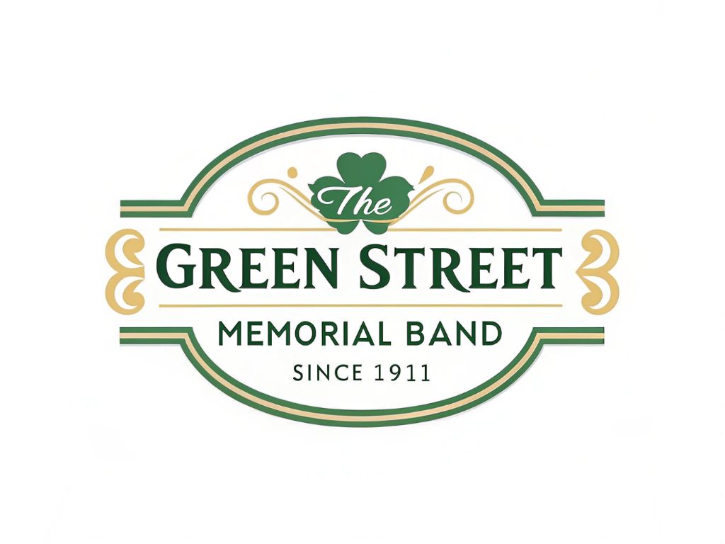 Green Street Memorial Band Logo with shamrock emblem - formerly known as Green Street Mortuary Band