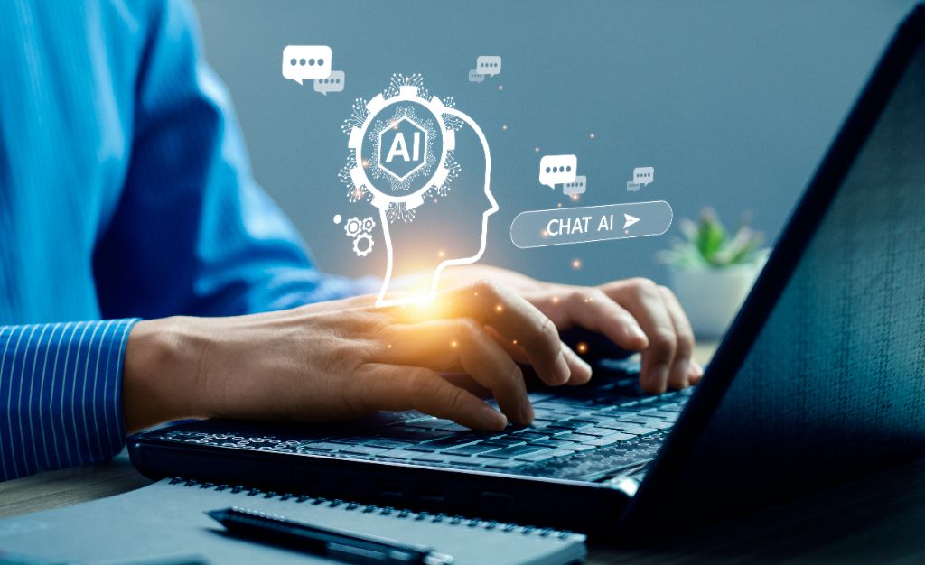 AIトランスフォーメーションによる業務革新を象徴する先進的なテクノロジーのイメージ