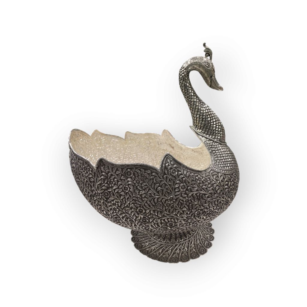 Peacock-Shaped Silver Bowl